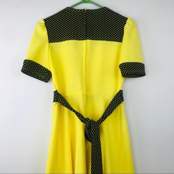 Marnie By London Yellow Polka dot Short Sleeve vintage Western Boho Flare Dress - Picture 14 of 16